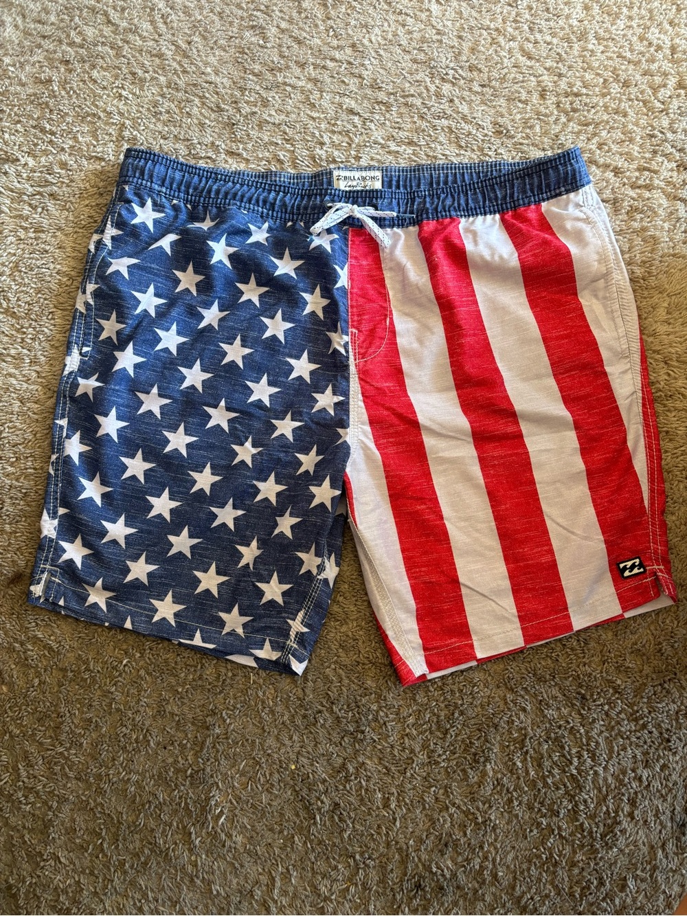 Billabong Men’s Stars & Stripes Hybrid Swim Shorts - Red, White, Blue